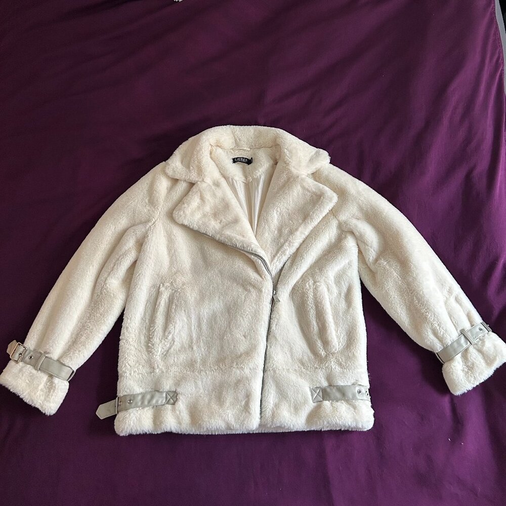 Ralph Lauren Off-White Faux Fur Jacket
